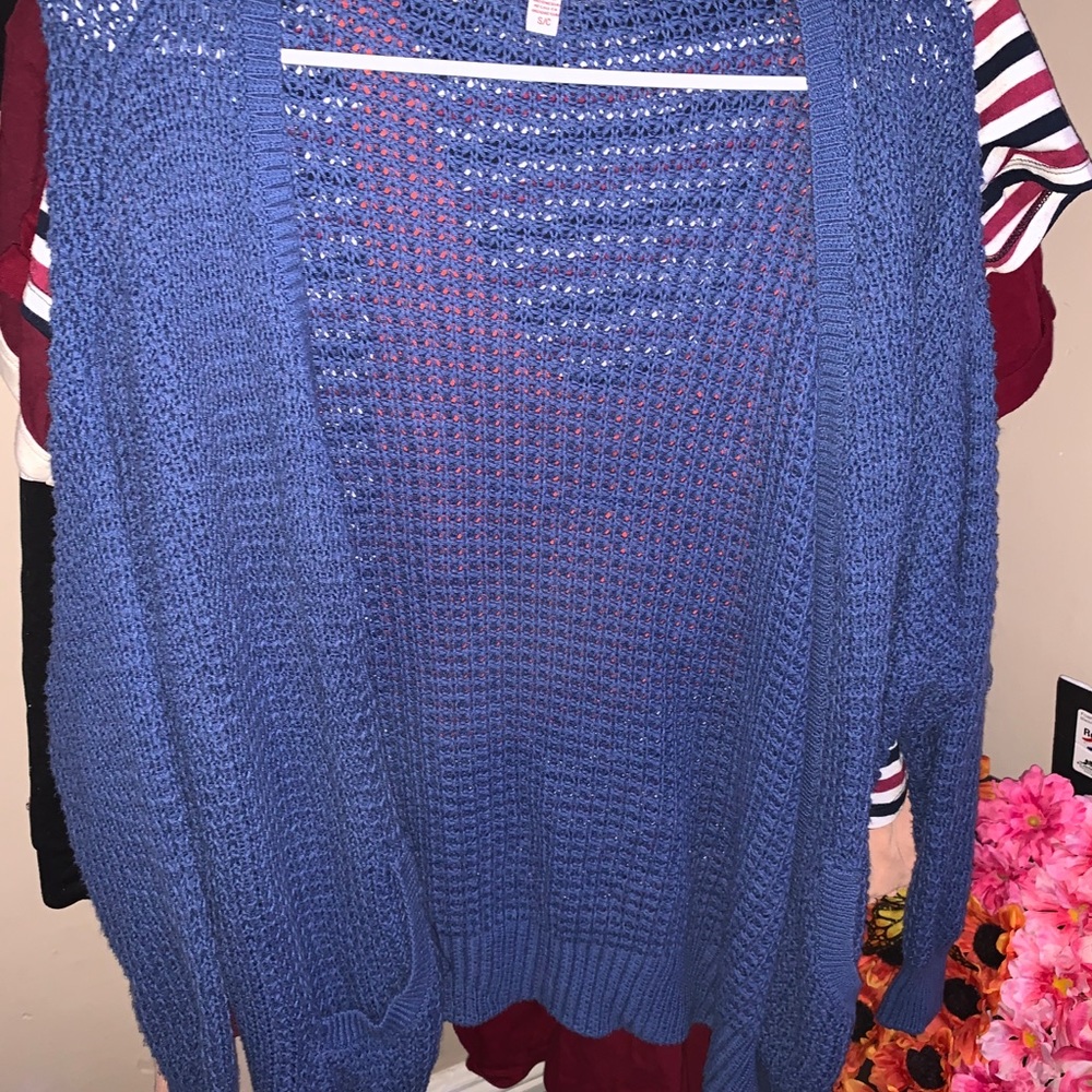 Blue knit cardigan